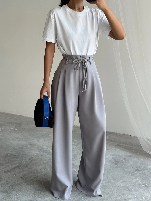 Beli İp Ve Lastikli Palazzo - Gri