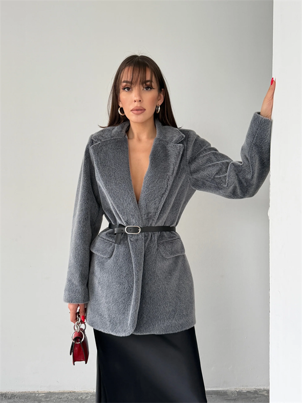 Vatkalı Fox Blazer Ceket - Füme