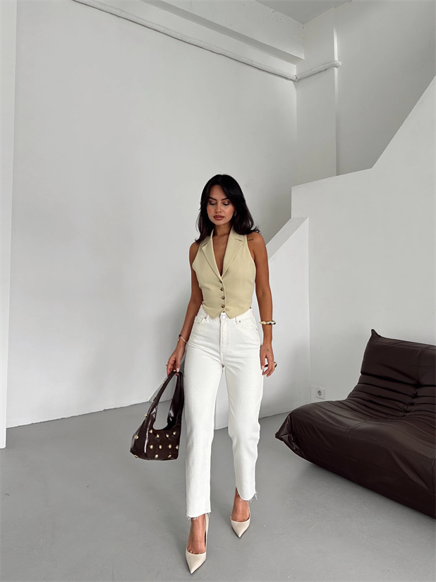 Massimo Mom Fit Jean - Beyaz