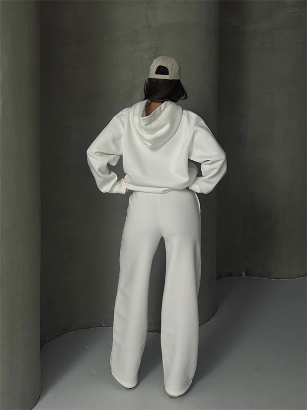Mr. Winston Kapüşonlu Sweat Takım Beyaz - Beyaz