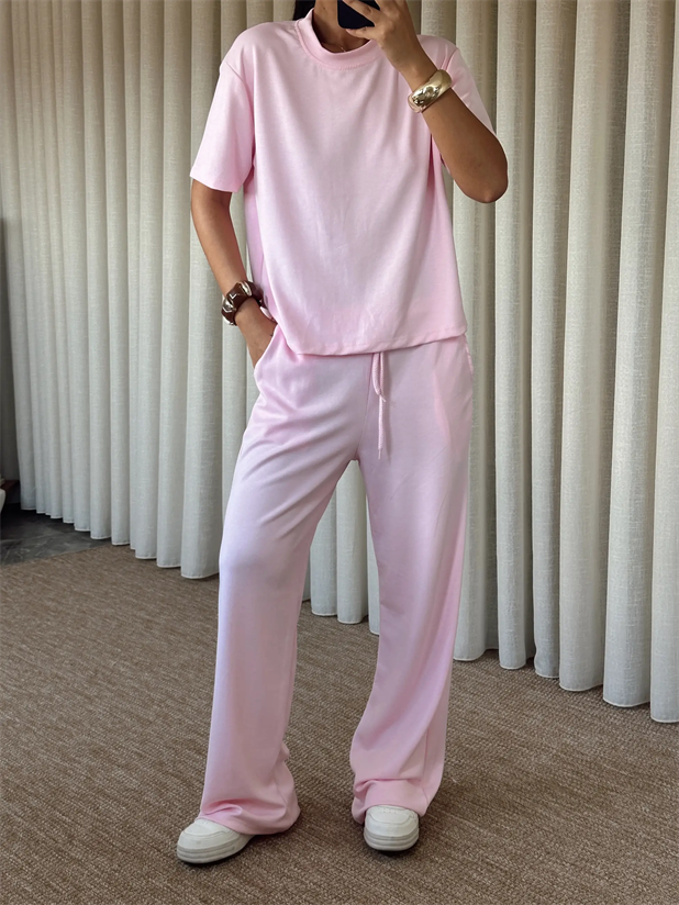 Modal Pantolon T-shirt Takım - Pembe