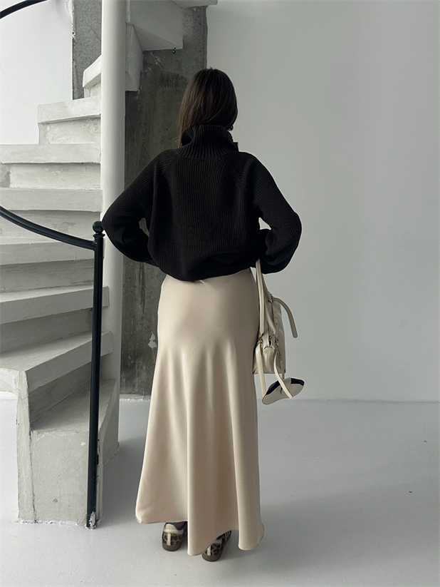 Saten Maxi Boy Etek - Taş