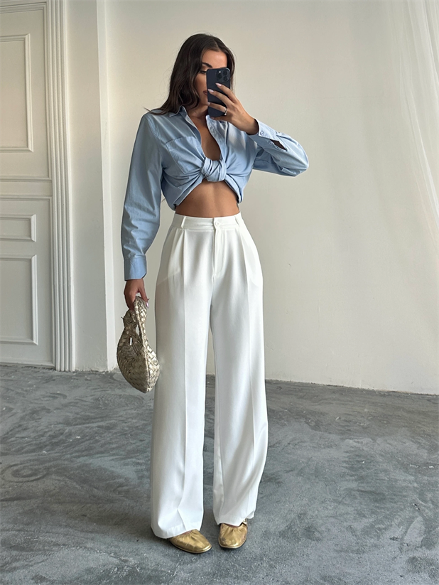 My Palazzo Kumaş Pantolon - Beyaz