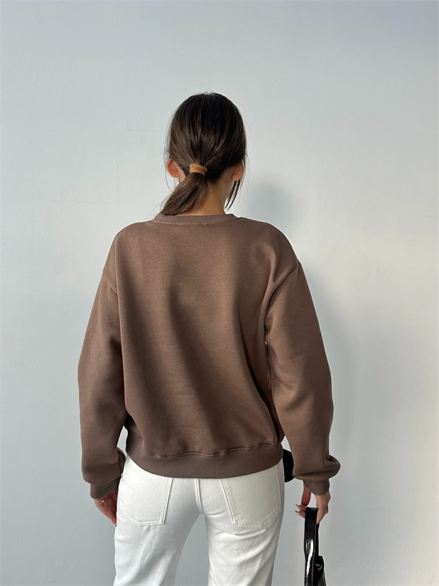 Hopeful Nakış Sweat - Kahve