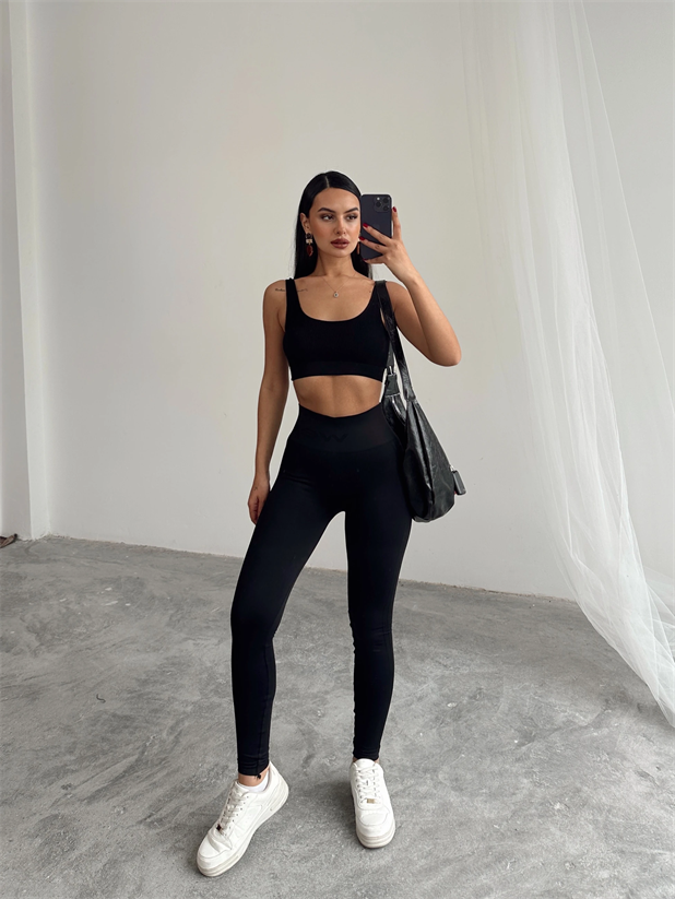 Esnek Tayt Siyah - Siyah