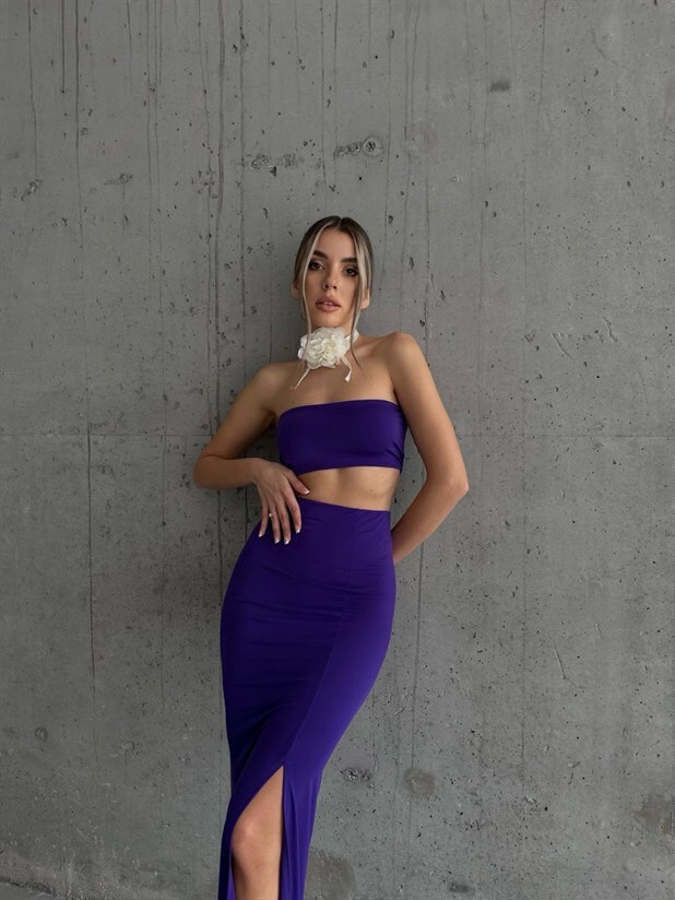 Crop Etek Takım Mor - Mor