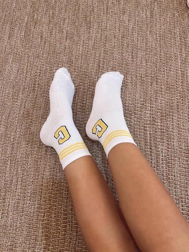 Harf Baskılı Çorap - Sarı