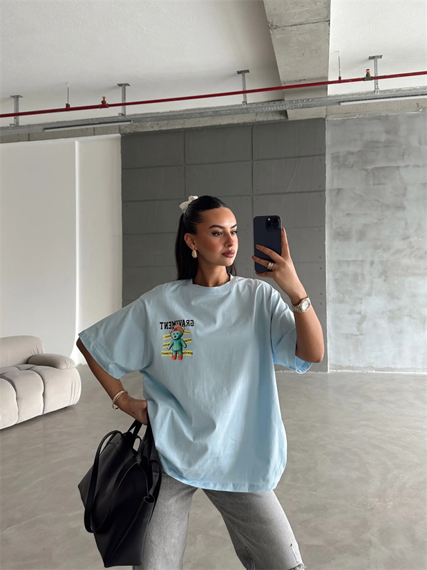 Graviment Baskılı Basic - Mavi