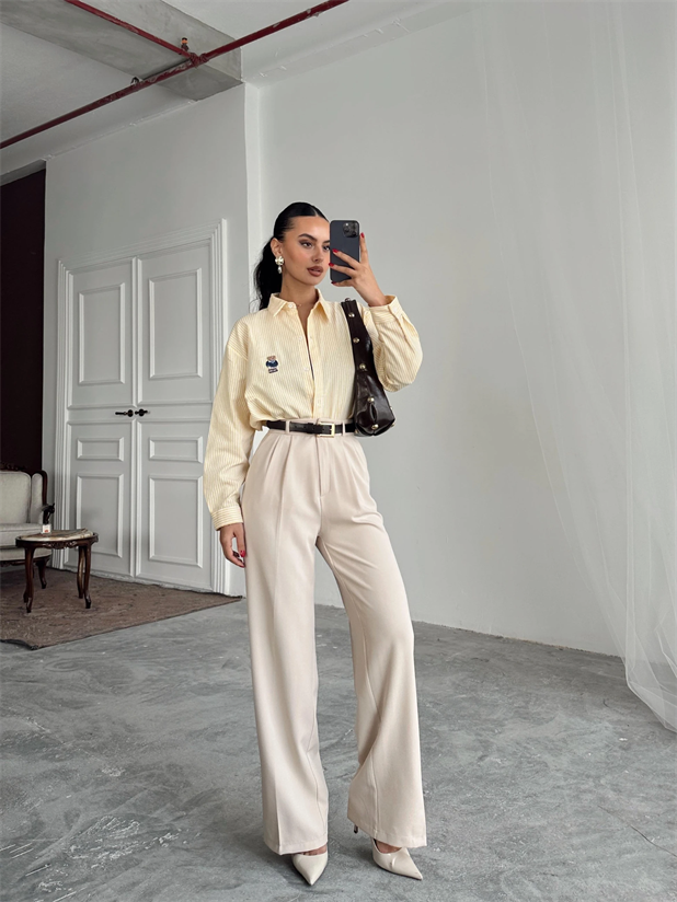 My Palazzo Kumaş Pantolon - Taş