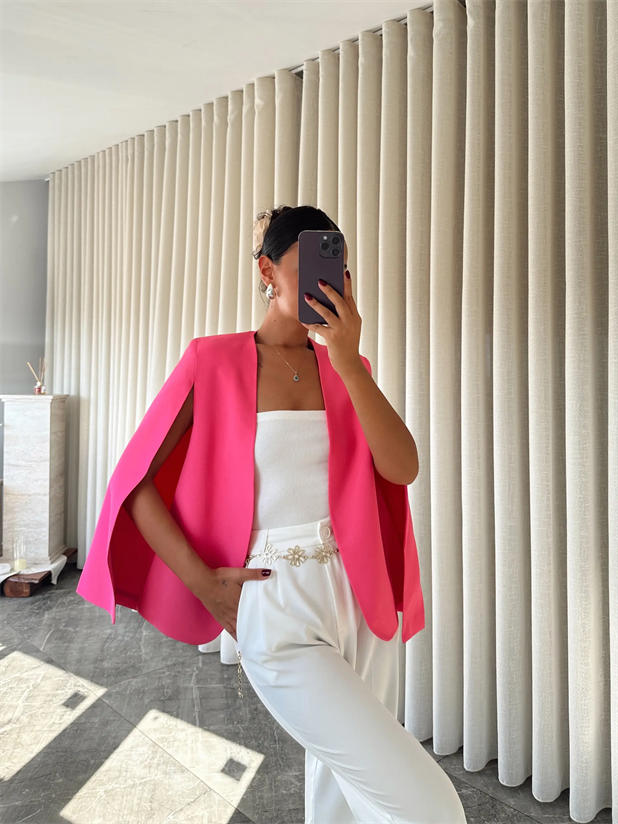 Pelerin Ceket Pembe - Pembe