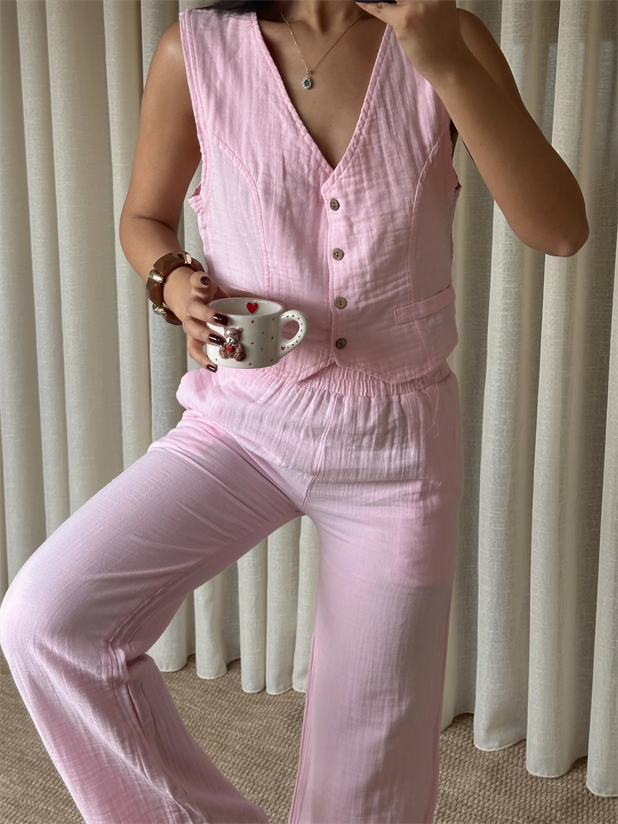 Müslin Yelek - Pembe