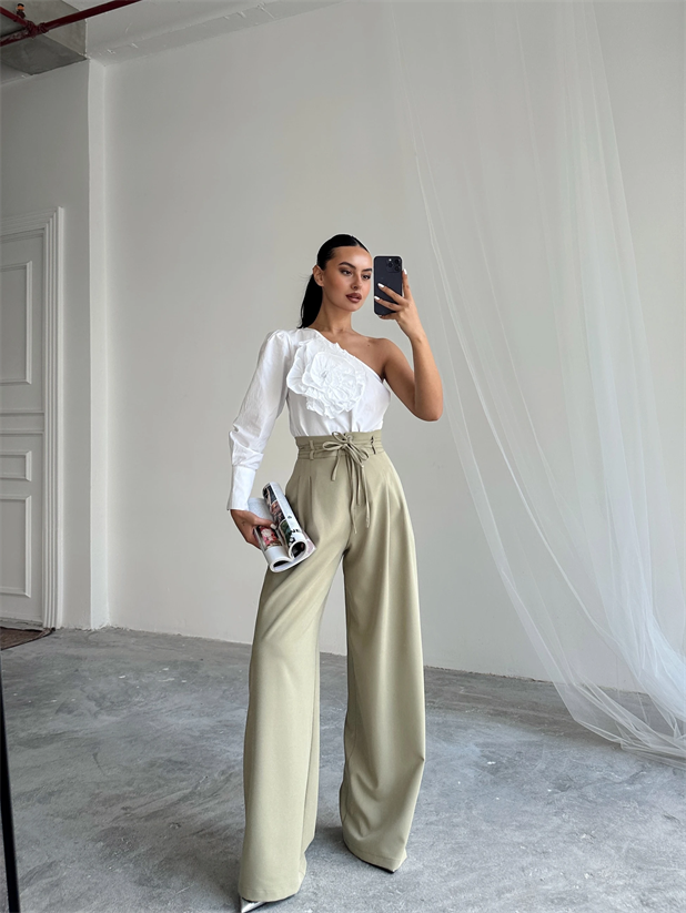 Beli İp Ve Lastikli Palazzo - Haki