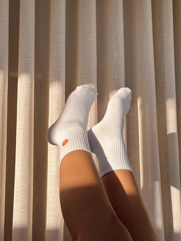 Nakışlı Çorap - Portakal Desenli