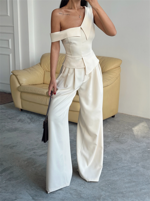 Tek Omuz Büstiyer - Krem