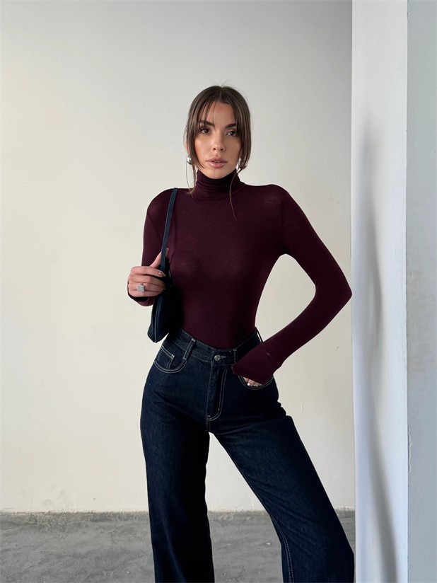 Balıkçı Transparan Bluz - Bordo