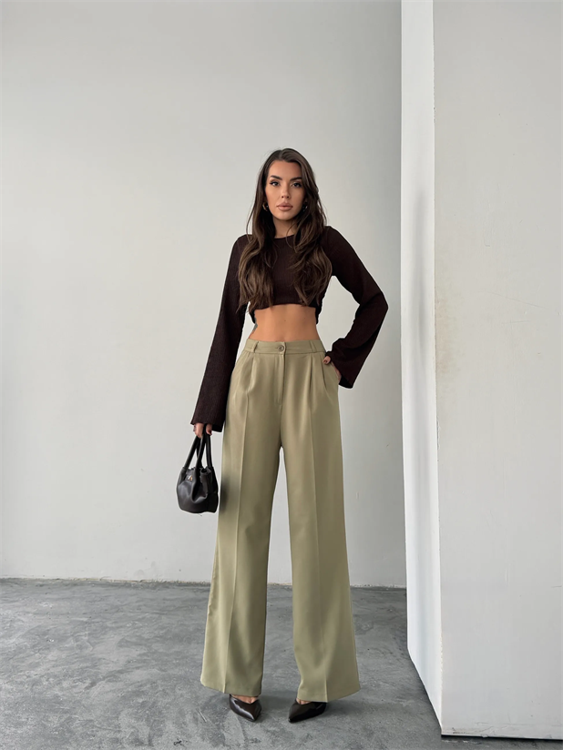 My Palazzo Kumaş Pantolon - Çağla Yeşili