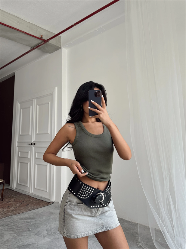 Liza Basic Crop Haki Yeşil - Haki Yeşil