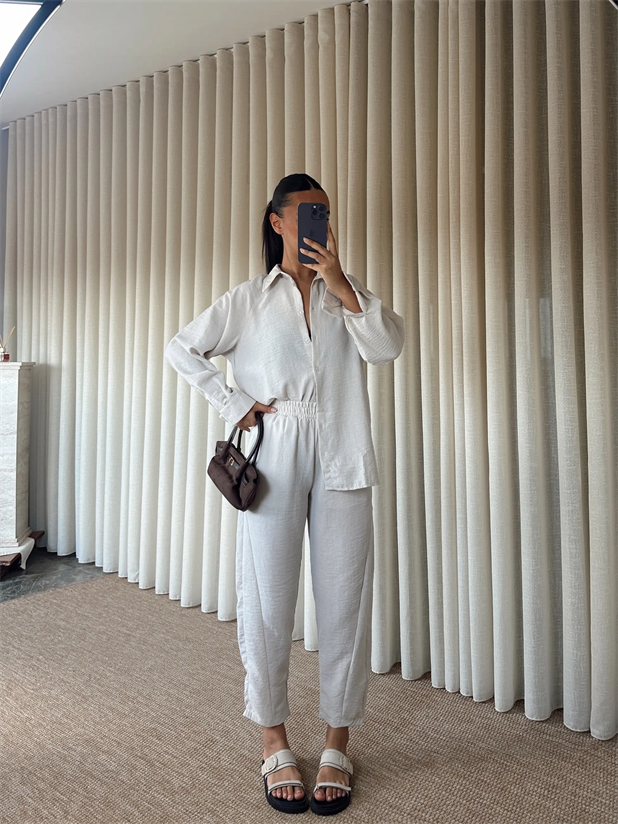 Reglon Kol Gömlek Pantolon Takım  - Taş