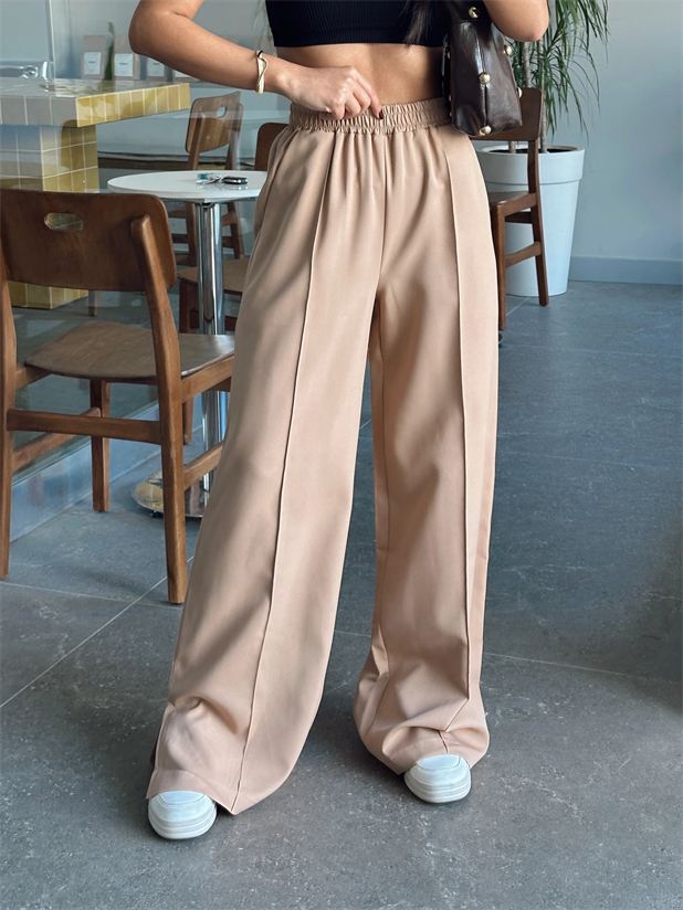 Renew Ön Dikiş Detaylı Yan Yırtmaçlı Pantolon Vizon - Vizon