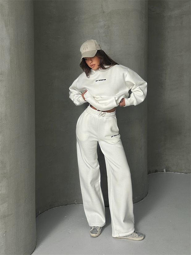 Mr. Winston Kapüşonlu Sweat Takım Beyaz - Beyaz