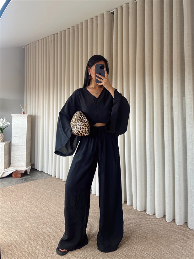 Salaş Keten Takım  - Siyah