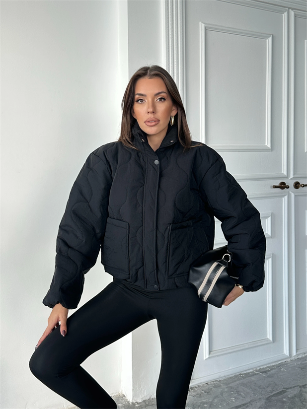 Cepli Kapitone Mont - Siyah