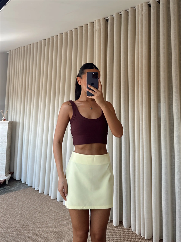 Klasik Mini Etek - Sarı