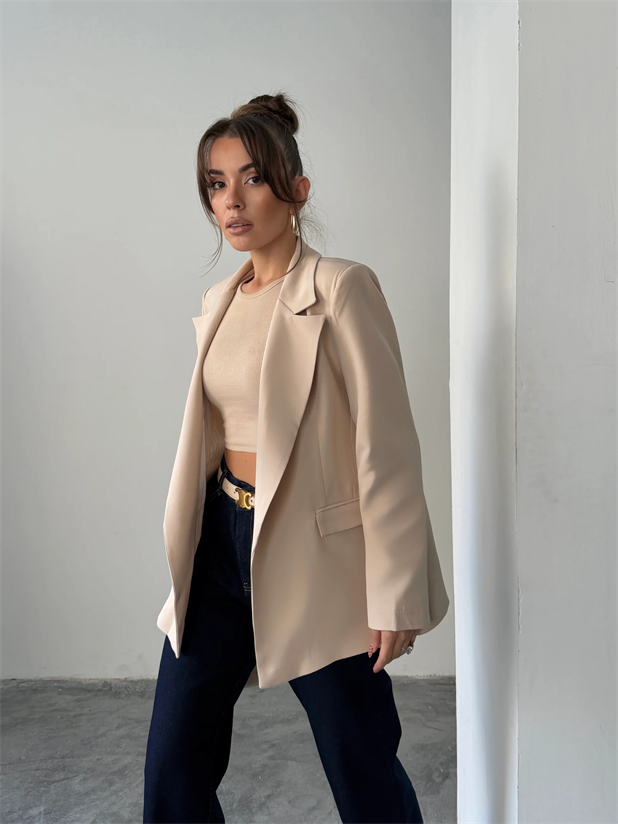 Astar Detaylı Kulplu Ceket  - Bej