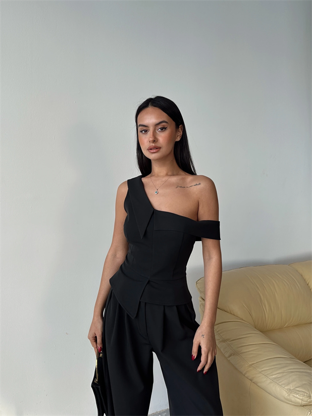 Tek Omuz Büstiyer - Siyah