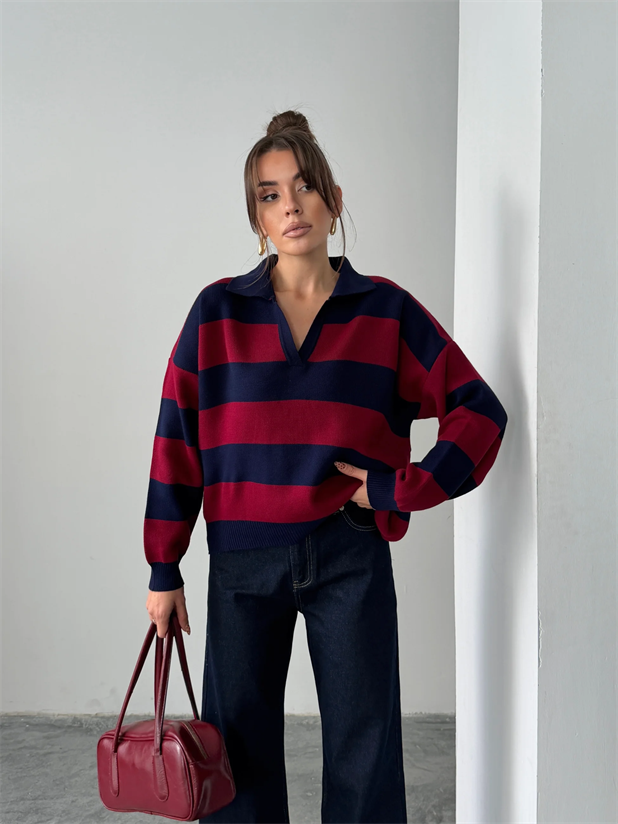 Polo Yaka Kazak  - Bordo-Laci