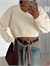 V Yaka Ribanalı Sweatshirt - Taş