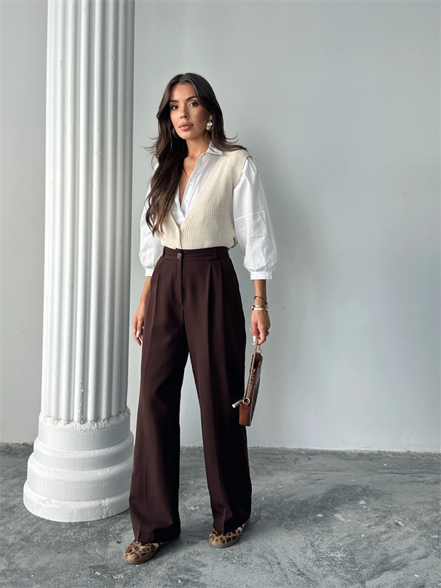 My Palazzo Kumaş Pantolon - Acı kahve