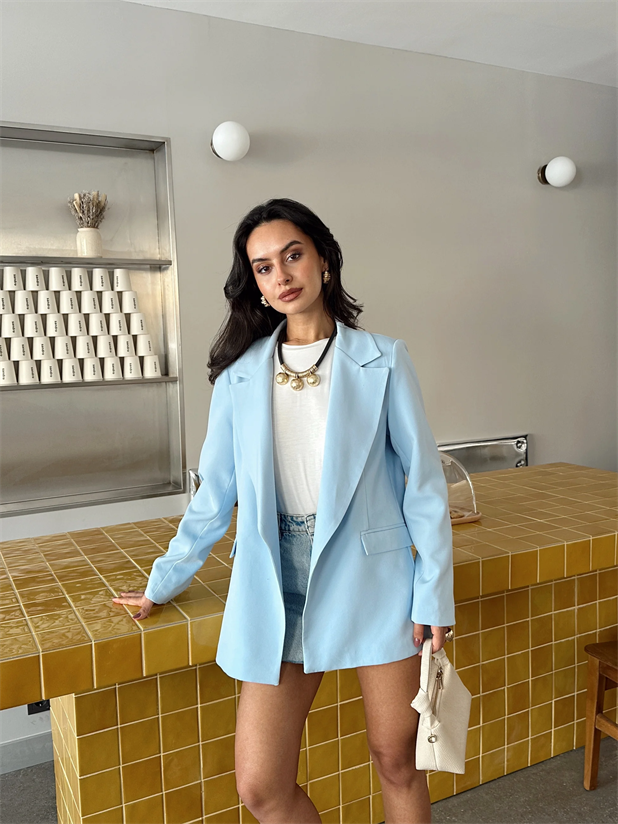 Astar Detaylı Kulplu Ceket  - Mavi