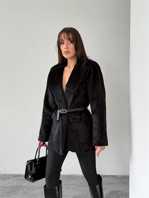 Vatkalı Fox Blazer Ceket - Siyah