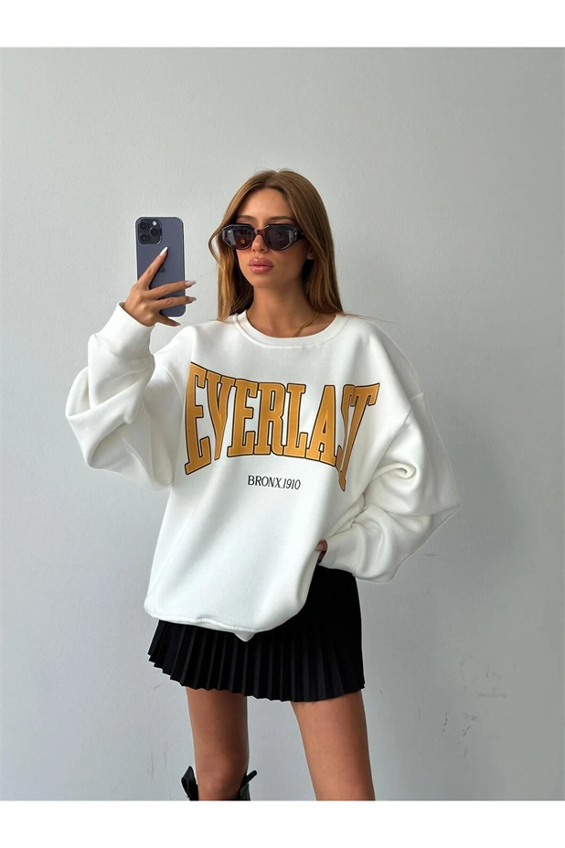 Everlast Baskı Sweat Beyaz - Beyaz