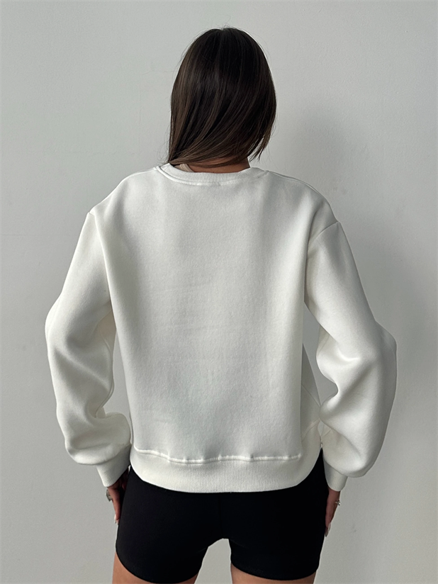 Hopeful Nakış Sweat - Ekru