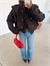 Vatka Detay Oversize Crop Trençkot - Siyah
