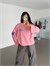 Paris Baskılı Çizgili Sweat - Pembe
