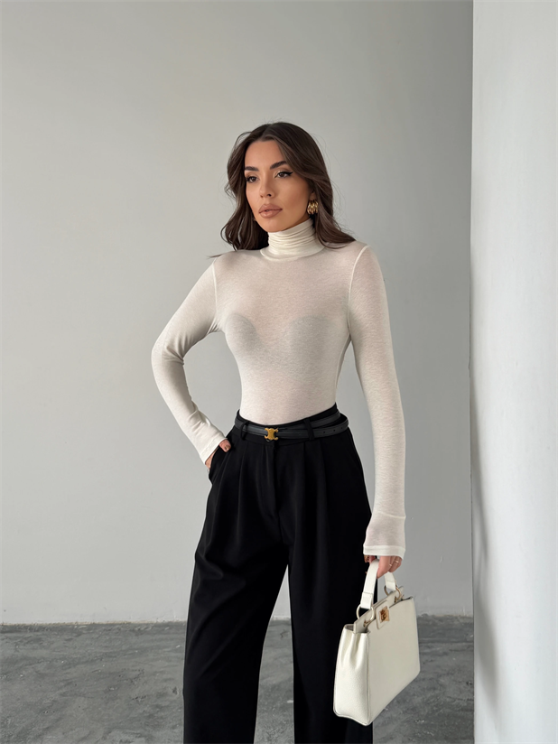 Balıkçı Transparan Bluz - Ekru