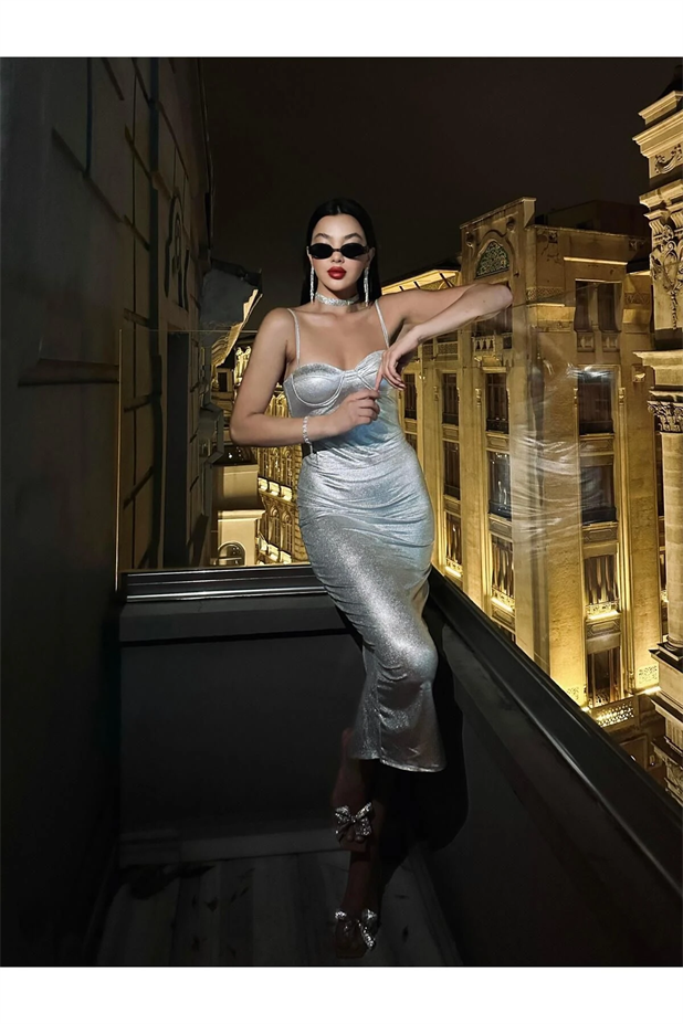 Silver Jane Elbise Gri - Gri