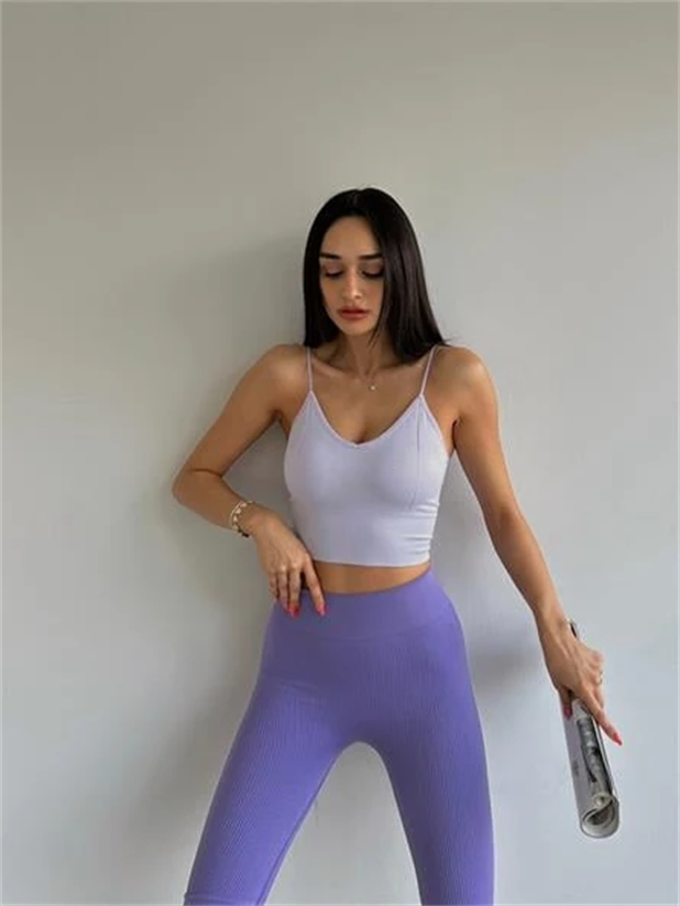 Çelik Örme Korse Crop Top Lila - Lila