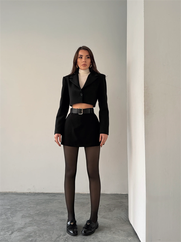 İçi Peluş Külotlu Çorap - Siyah