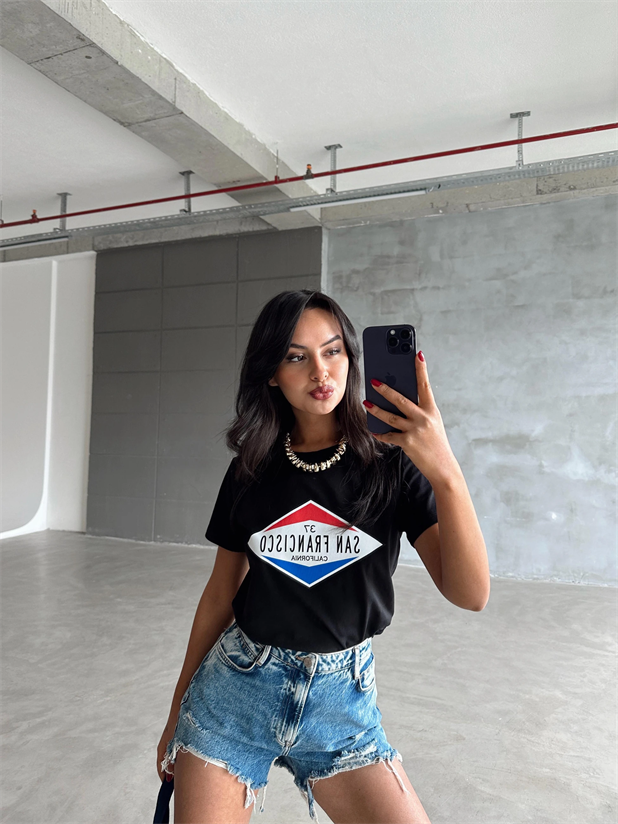 San Francisco Baskılı Basic - Siyah