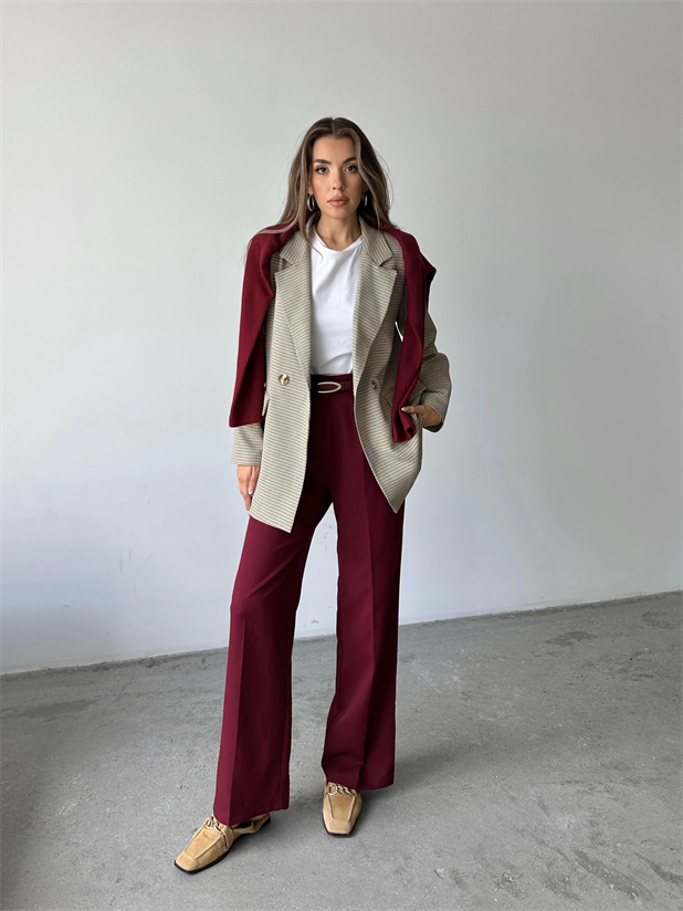 My Palazzo Kumaş Pantolon - Bordo