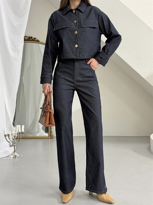 Rahat Kesim Denim Takım - Lacivert