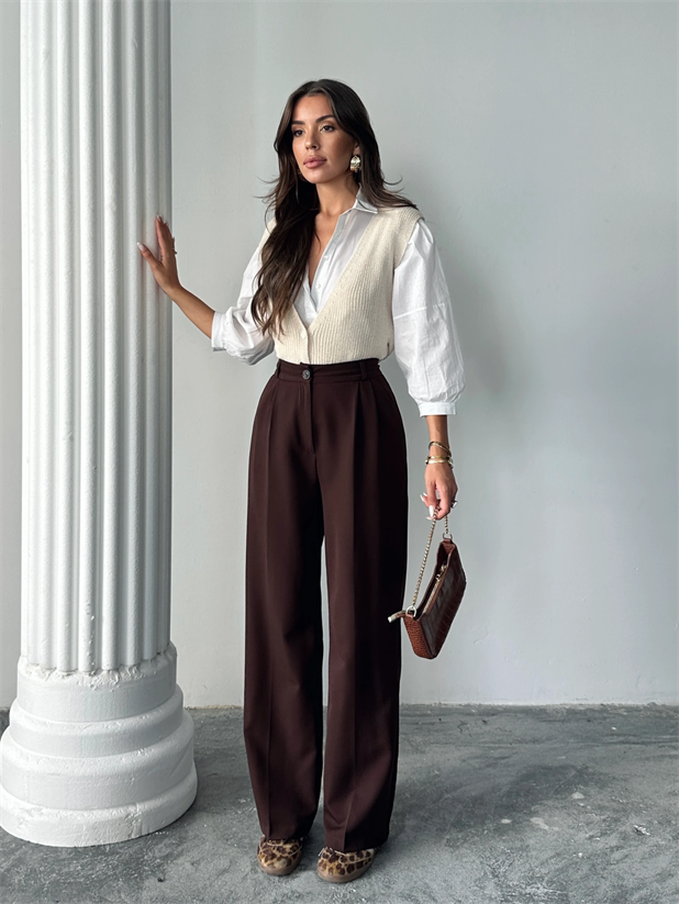 My Palazzo Kumaş Pantolon - Acı kahve