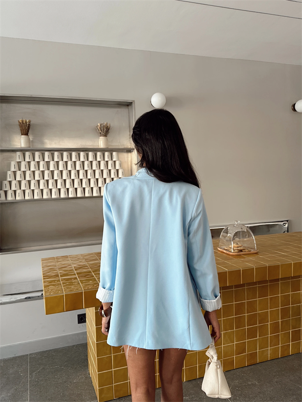 Astar Detaylı Kulplu Ceket  - Mavi