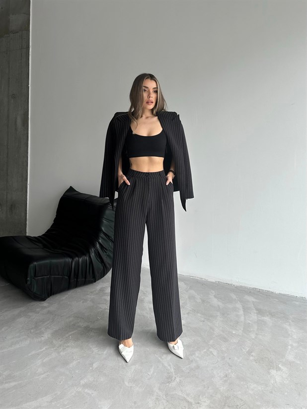Elicia Line Pileli Palazzo - Siyah