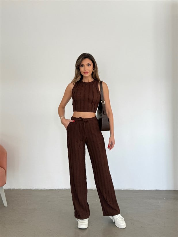 Fırfır Atlet Takım - Kahve