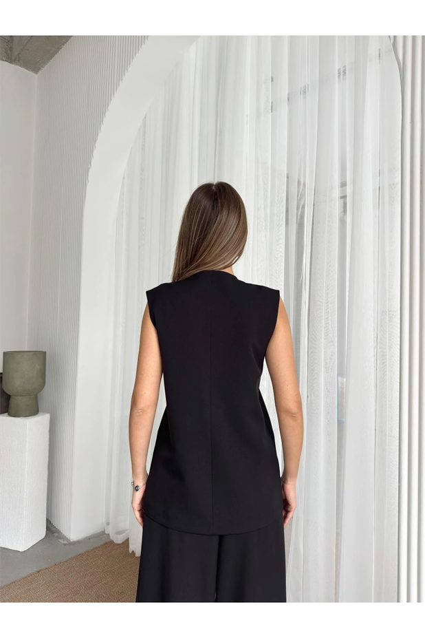 Taila Dört Düğme Yelek Siyah - Siyah